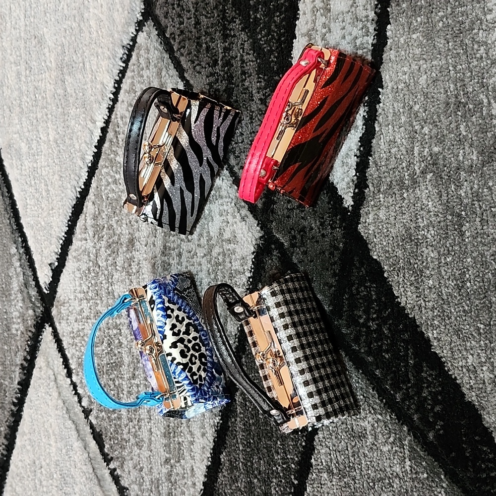 VINTAGE MINI ANIMAL PRINT GLITTER COIN DECOR PURSE BUNDLE